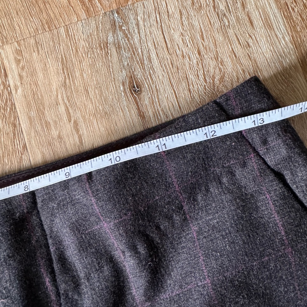Banana Republic 100% Wool Ultra Low Waisted Gray Pink Check Trousers Size 0 - Picture 7 of 7